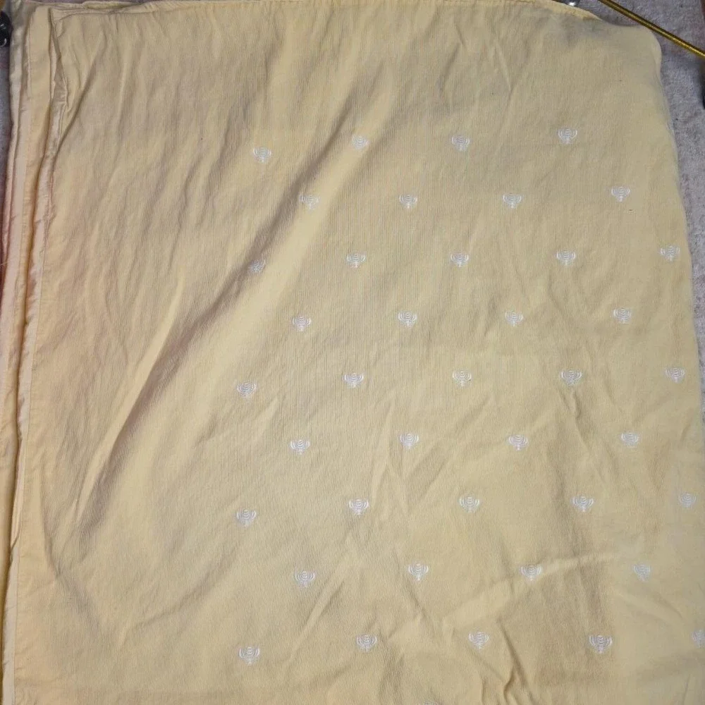 Restoration Hardware Rare Embroidered Bee es Full Butter Yellow Cotton Faille